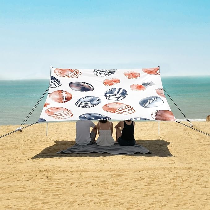 Rugby Pattern (60) Camping Sun Shelter Beach Tent Portable Beach Sun Shade Outdoor Canopy for Camping Trips Fishing Picnic