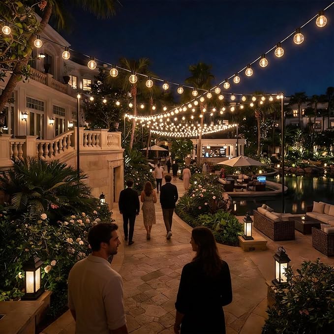 RTTY Outdoor String Lights 200ft G40 Led Patio Globe Lights with 78pcs Plastic Bulbs Shatterproof Waterproof Connectable Hanging for Porch Cafe Bistro Backyard Gazebo Balcony Deck Party