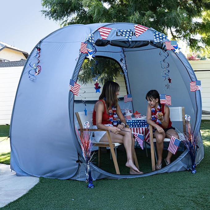 LEEDOR Pop Up Screen House Tent UPF 50+ and Windproof Dome Outdoor Canopy Tent with Roll Up Zipped Door Privacy Gazebo Compact and Lightweight for Party Camping Fishing Picnic Grey