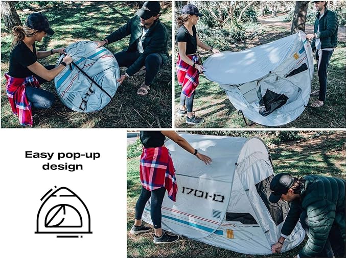 Star Trek: The Next Generation Shuttlecraft Justman 2-Person Camping Tent | Indoor and Outdoor Activities | Pop-Up Camping Tents &amp Shelters Accessories | 95 x 47 x 43 Inches