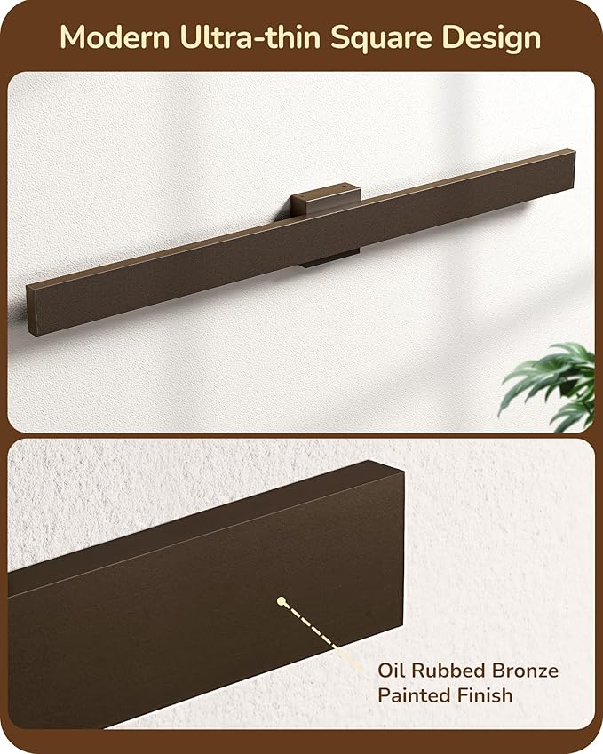 EDISHINE 2 Pack Modern Outdoor Wall Lights Dimmable 39.3 Rectangular Outdoor Wall Sconce 3CCT Iron &amp PC IP65 Waterproof Long Front Porch Light for Patio Yard Oil Rubbed Bronze