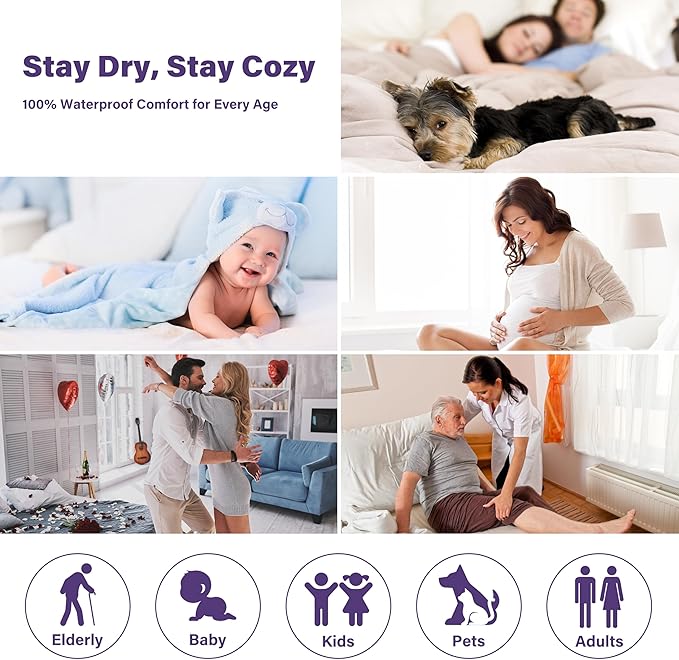 Catalonia Waterproof Bed Blanket Washable Leakproof Bed Cover Reversible Protector Blanket for Couch Sofa Stain Proof Blanket Pad for Adults 80X60 inches Purple