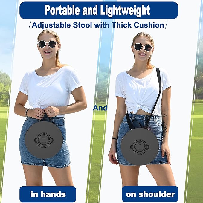 Upgraded XXL Taller 19.7 Wider 11.8 Collapsible Stool with CushionAdjustable Seat with Load Capacity 1000lbs More Taller&ampWider Portable Retractable Stool for Adults Camping Fishing Hiking BBQ