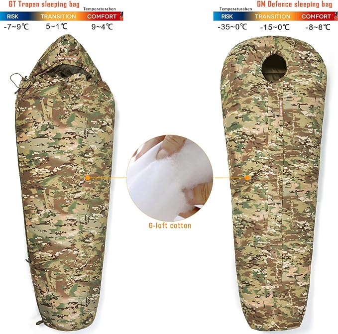 MT Military Army Force Defence 4 &amp Tropen Patrol Mummy Sleeping Bags with Bivy Cover Compression Sack Modular Sleeping System 2.0 for Cold Weather