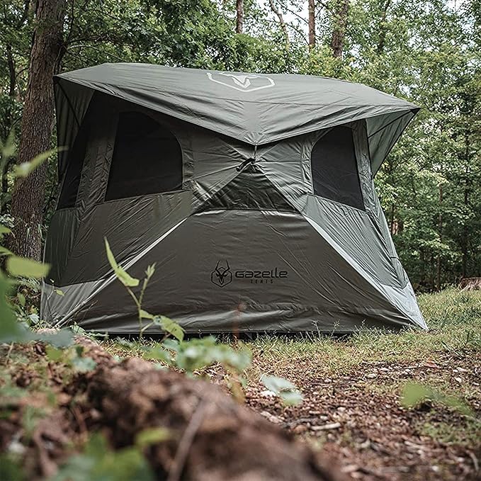 Gazelle Tents™ T4 Hub Tent Easy 90 Second Set-Up Waterproof UV Resistant Removable Floor Ample Storage Options 4-Person Alpine Green 94 x 94 x 78 GT400GR