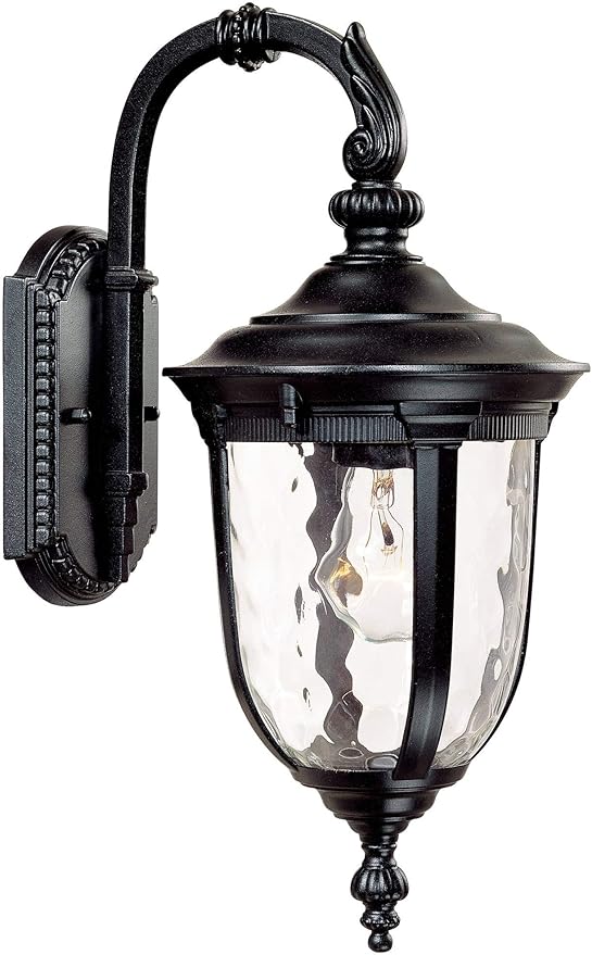 John Timberland Bellagio European Outdoor Wall Light Fixture Black Aluminum Metal 16.5 Clear Hammered Glass Decor for Exterior House Porch Patio Outside Deck Garage Yard Front Door Garden Home