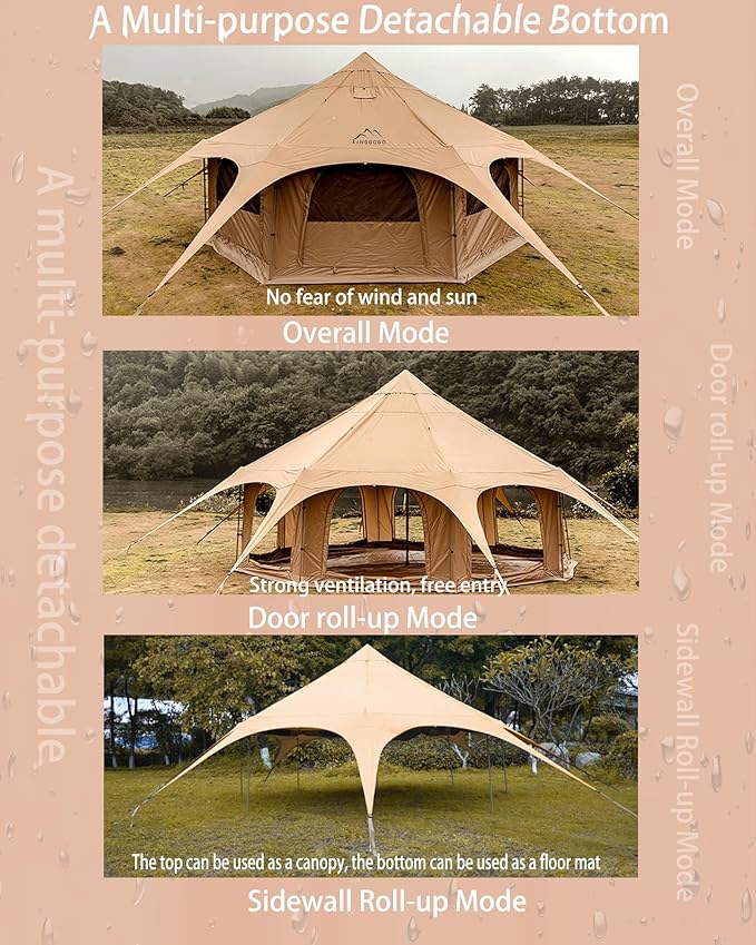 Cotton Canvas Tent Bell - Yurts Breathable and WindproofGlamping for 6/8/10Person Family Camping