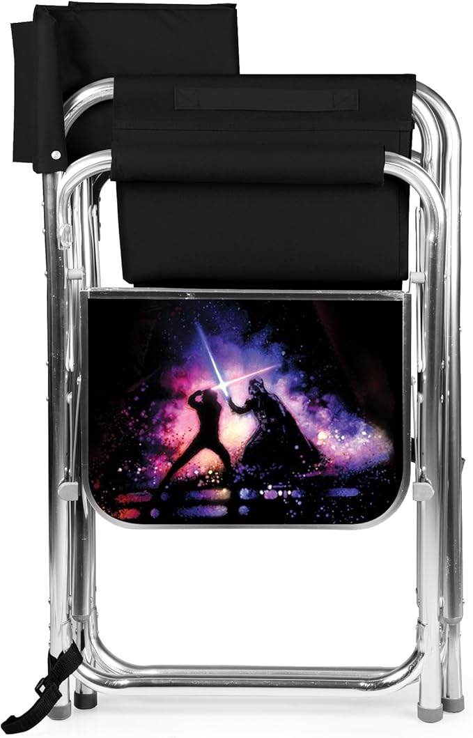 PICNIC TIME Star Wars Sports Chair with Side Table Folding Beach and Camp Chair Portable Outdoor Chair with Carry Strap and Storage Pockets (Black)