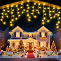 98 Ft Ice Lights for Outside 1216 LED Christmas Lights Outdoor Plug in Christmas String Lights with 8 Modes &amp Timer for Holiday Party Wedding House Patio Outdoor Decor(Warm White)