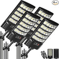 4-Pack Solar Street Lights 30000lm Outdoor Flood Light with Dual Motion Sensors Dusk to Dawn IP66 Waterproof Solar Powered Parking Lot Light with Remote Control 6500k Dimmable Security Lamp