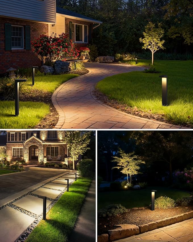 SUNVIE LED Low Voltage Landscape Lighting Kit Outdoor Waterproof Low Voltage Pathway Lights Wired with Spotlights 3000K Modern Outdoor Landscape Lights with Connectors for Path Yard Garden 12 Pack