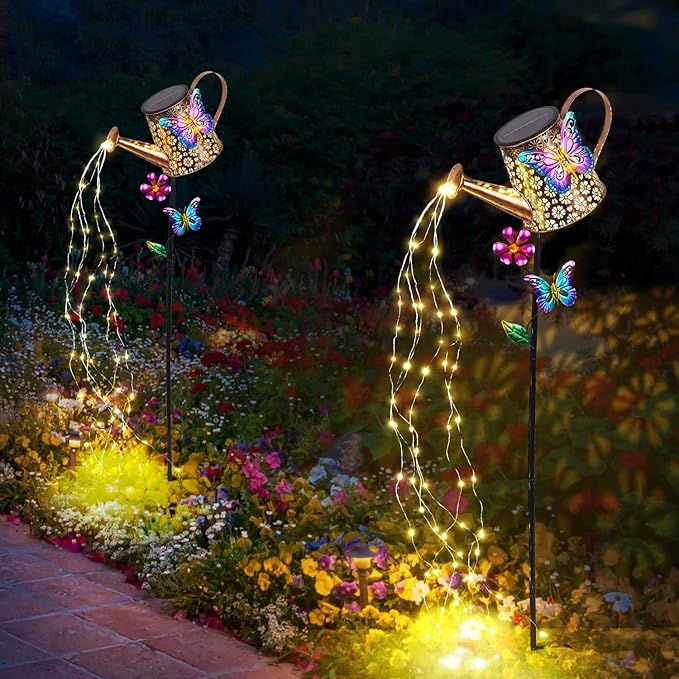 Solar Watering Can with Lights Outdoor Garden 41 Tall Waterproof Garden Stake Lights Decoration for Yard Lawn Patio Pathway Front Porch Landscape Gardening Gifts for Mom Grandma Women Birthday Gift