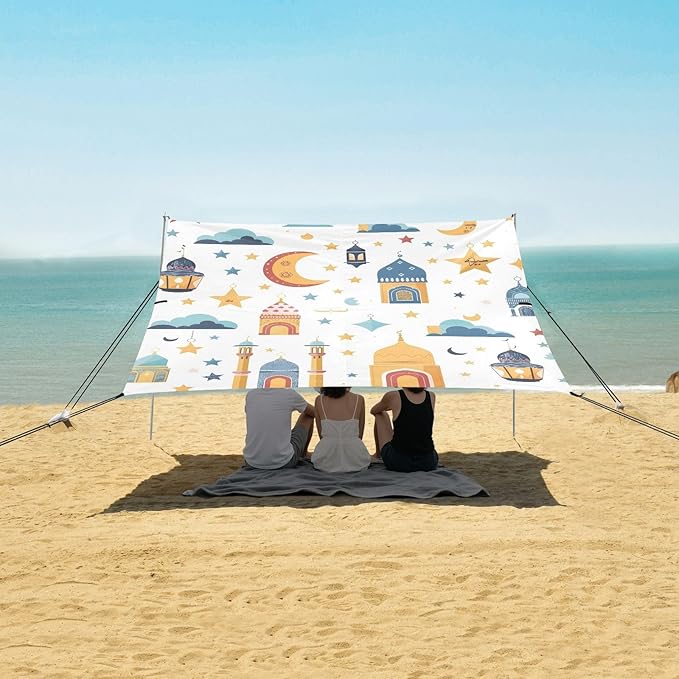 Traditional Lantern Star House Camping Sun Shelter Beach Tent Portable Beach Sun Shade Outdoor Canopy for Camping Trips Fishing Picnic