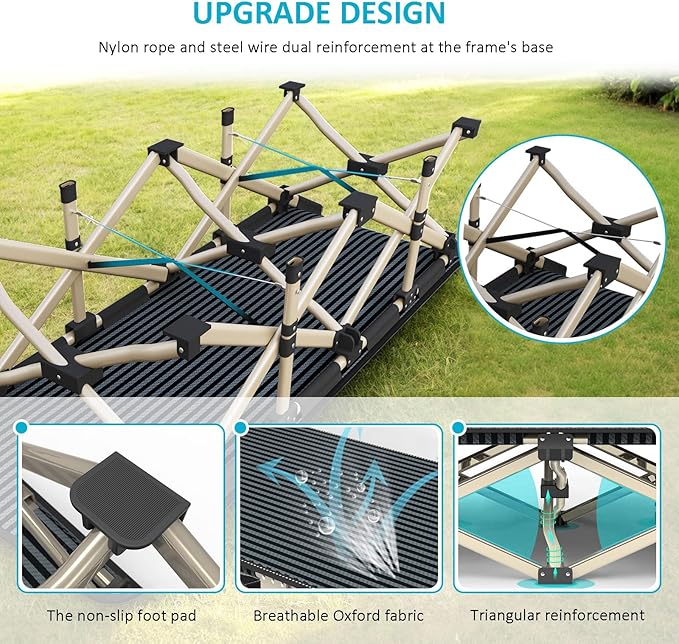 ATORPOK Oversized Camping Cot for Adults Extra Wide 31.5'' Folding Bed with Carry Bag Lightweight 500lbs Support Portable Sleeping Cot for Home Office Camping