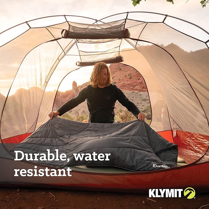 Klymit Horizon Travel Packable Camping Blanket and Comforter Blue/Black