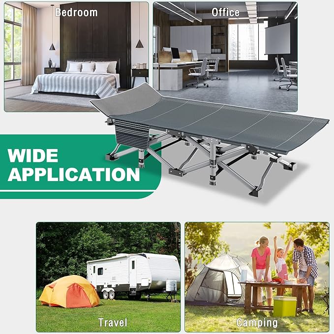 ABORON Heavy-Duty Folding Guest Bed for Adults 500lb Capacity Portable Extra Cot with 1213D Double Layer Ideal for Indoor Guest Stays &amp Temporary Home Use