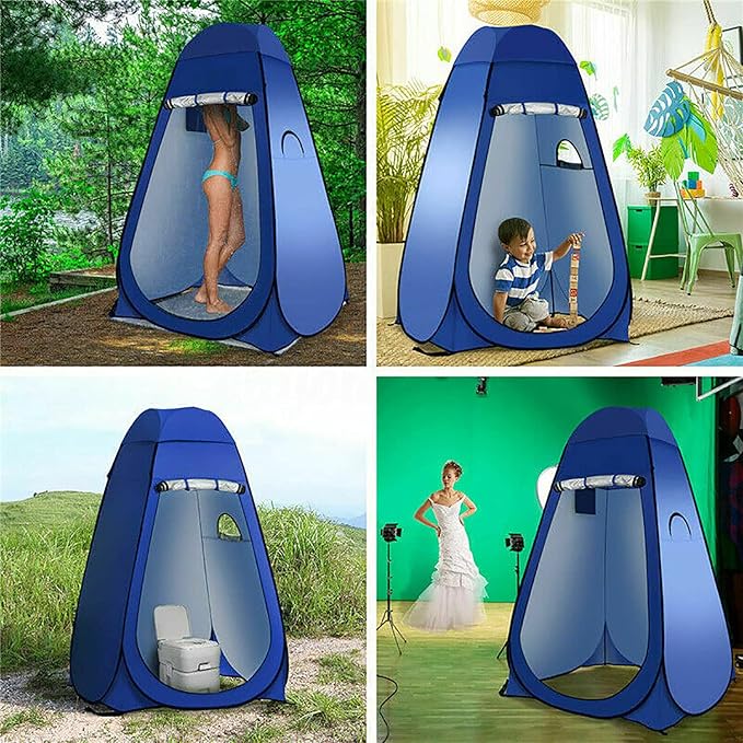 Portable Pop Up Privacy Shower Tent - Spacious Changing Room - Portable Outdoor Camping Bathroom Toilet Changing Dressing Room Sun Sunshade Canopy Outdoor Rain Shelter Hiking Beach Toilet (Blue)