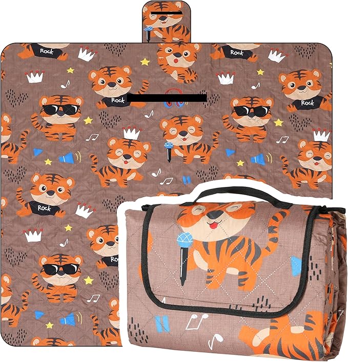 Dimatic Cute Picnic Blankets 78x78 Extra Large Beach Blankets Waterproof Sand Proof Foldable Portable for Outdoor Family Camping