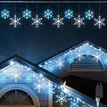 Christmas Snowflake Icicle Lights-9ft 150LED Twinkling Christmas Lights with Timer Waterproof Connectable Hanging 10 Drop for Eave Window Porch Xmas Indoor Outdoor Decoration (Blue and White)