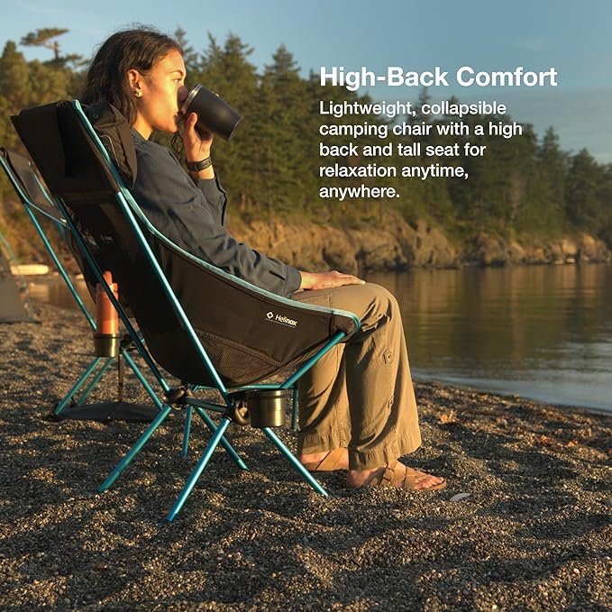 Helinox Sunset Chair Lightweight High-Back Collapsible Camping Chair Blue3.4Ibs Outdoor Chairs Picnic Chair Portable Camping Chair with Side Pockets