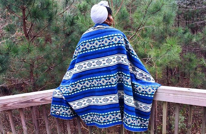Off the Grid Inca Aztec Throw Queen King Blanket | Southwest Indian Navajo Boho Style | Native Cover for Camping Bedding Couch Vanlife | Faux Alpaca Lightweight Hypoallergenic (Teal Throw)