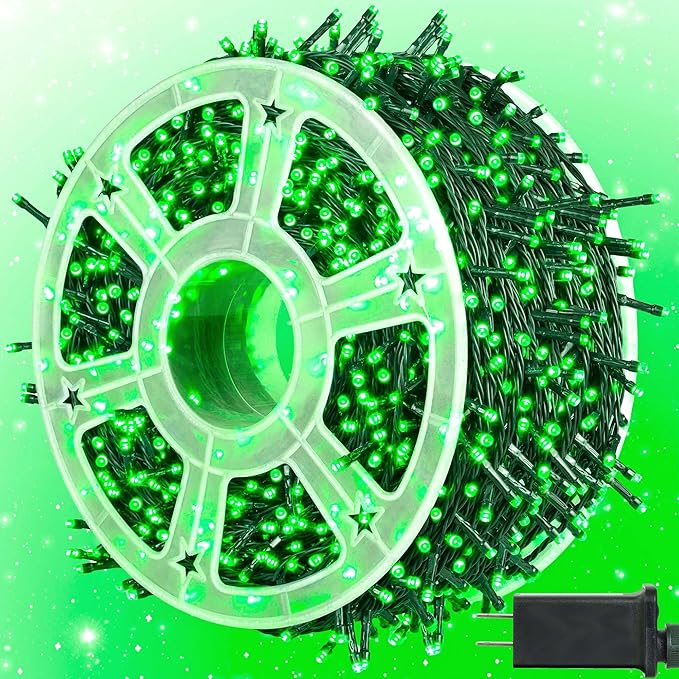 kemooie 500 LED Green St. Patrick's Day Lights 164 FT 8 Lighting Mode with Memory Plug in Waterproof Fairy Lights for Outdoor Birthday Christmas Wedding Party Garden Balcony Decorations (Green)