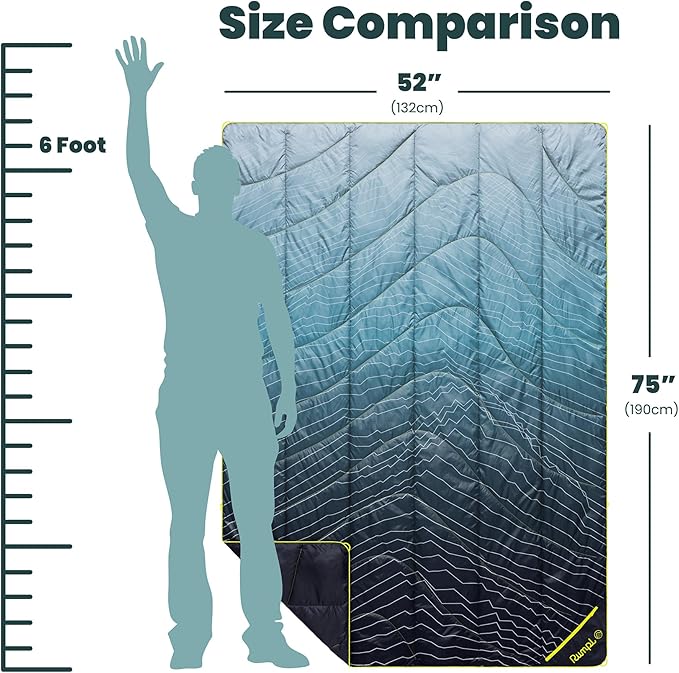 Rumpl Backcountry Puffy Blanket Ultra-Portable and Lightweight Adventure Blanket 1-Person (52x75 inches) Moraine Mist