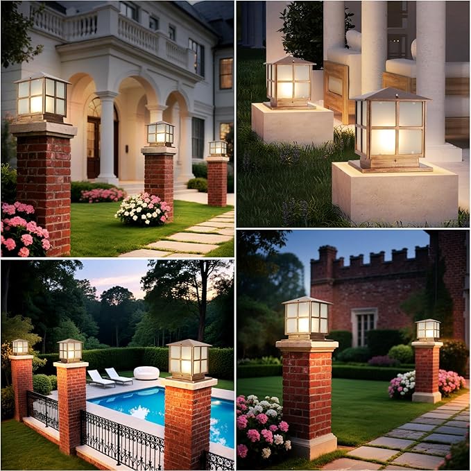 SLAWA Outdoor Post Lights Fixture Modern Yard Entry Outdoor Column Lights with Aluminum Housing Patio Pillar Lights Outdoor with Tempered Glass IP65 Waterproof