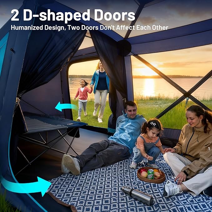 TIMBER RIDGE 4/6/8 Person Instant Pop Up Cabin Tent Easy 60 Second Setup Weather Resistant Camping Family Hub Tent with Rain Fly and Carry Bag for Outdoor Camping &amp Overlanding