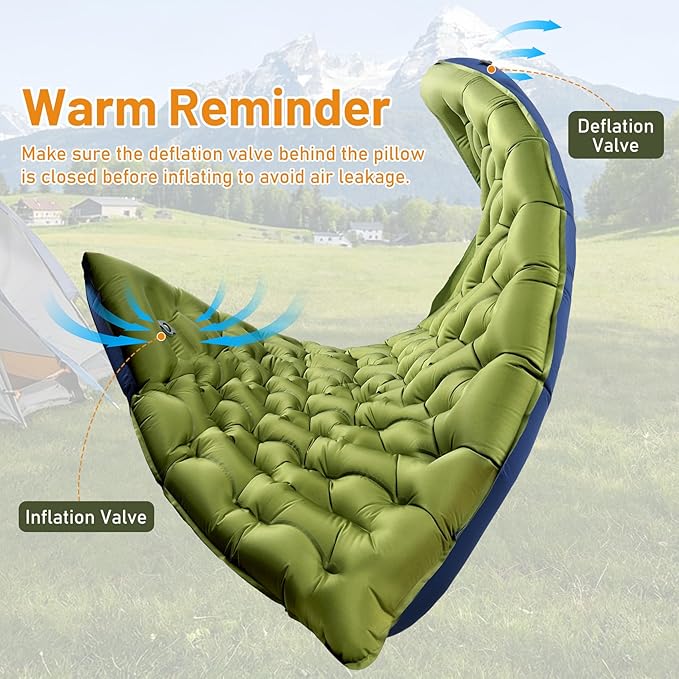 KASBAH Double Inflatable Camping Sleeping PadThick 6 inch 2 Person Ultralight Sleeping Mat with Built-in Foot Pump and PillowCamping Essentials for HikingBackpackingTraveling Tent