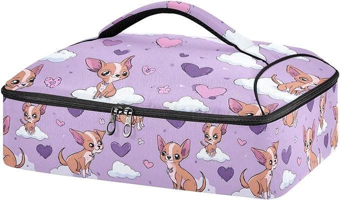 Casserole Carrier Pattern Dogs and HeartInsulated Casserole Carrier for Hot or Cold Food Thermal Lunch Tote for Potluck Parties Picnic Beach Fits 9 x 13 Inches Baking Dish