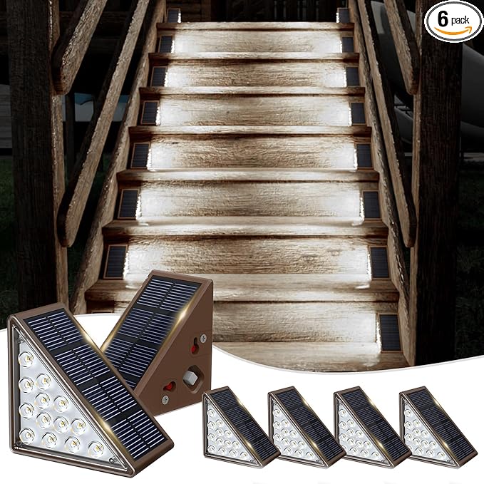 Solar Step Lights for Outside6pack Solar Stair Lights Outdoor Waterproof IP67Outdoor Deck Step LightsSolar Outdoor Lights for StaircasePatioFront Step(Cool Brown)