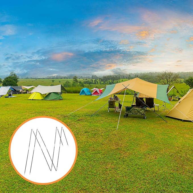 Camping Tent Poles 2pcs Fiberglass Tent Support Rods 3.2m 7-Section Thickened 8mm Shelter Poles for Backpacking Hiking Outdoor Camping