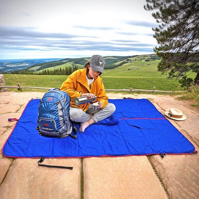 Camping Blanket Poncho Large Wearable Blankets 75 x 55 inch Cape Windproof &amp Water-Repellent Portable &amp Warm for Outdoor Sports Travel Car