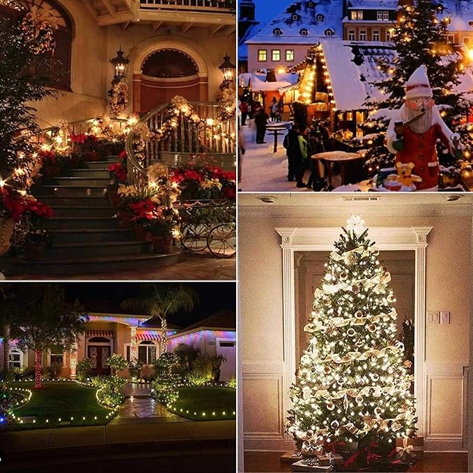 Moonflor C9 Christmas Lights Outdoor Vintage Christmas String Lights 100FT 100LED Green Wire (Warm White)
