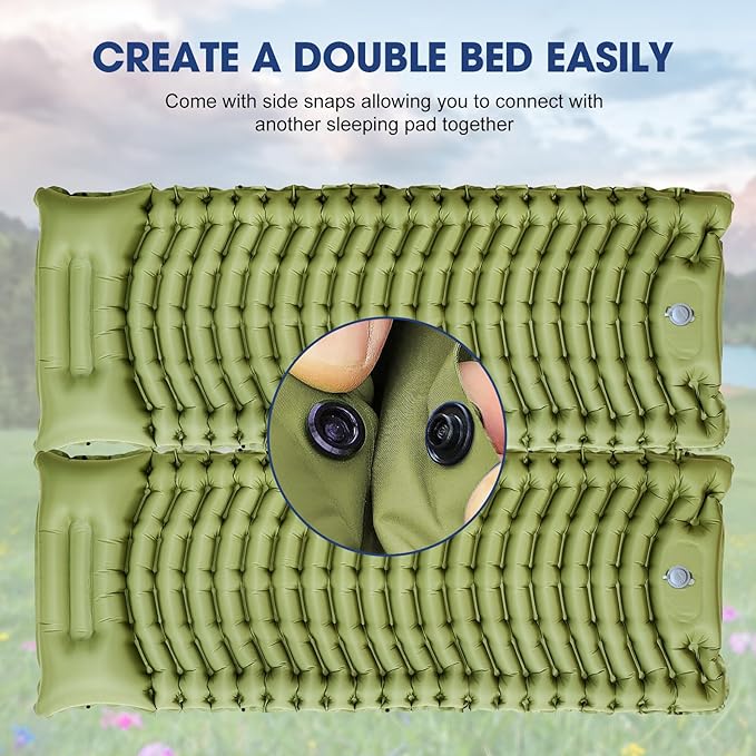 Sleeping Pad for Camping - Ultralight Camping Mattress with Pillow Built-in Foot Pump Compact Inflatable Portable Mat for Backpacking Hiking Car Traveling Beach Tent