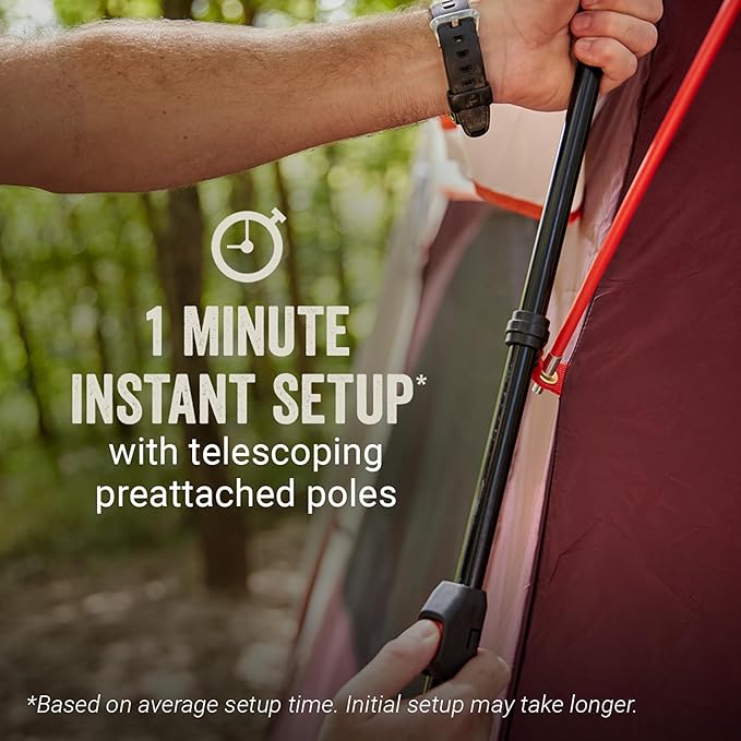 Coleman Skylodge Instant Tent with Rainfly 4/6/8 Person Family Tent Sets Up in a Minute Includes Pre-Attached Poles &amp Carry Bag Made of PFAS-Free Materials