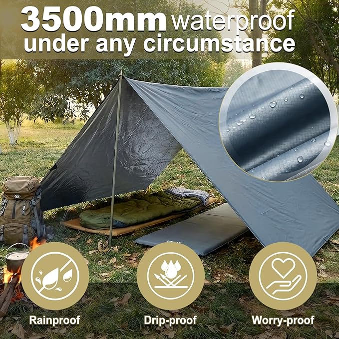 Sky Protection: LYN Lightweight Emergency Camping Tarp/Hammock Rain Fly-WaterproofRipstop FabricAnti-UV Shelter for Hiking Camping and Outdoor Adventure