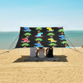 ALAZA Cute Dinosaurs Dino Palm Tree Beach Tent Sun Shelter UPF50+ Protection Beach Shade Canopy w/ 4 Sandbags for Outdoor Camping Fishing Backyard Fun Picnic 10x9 ft