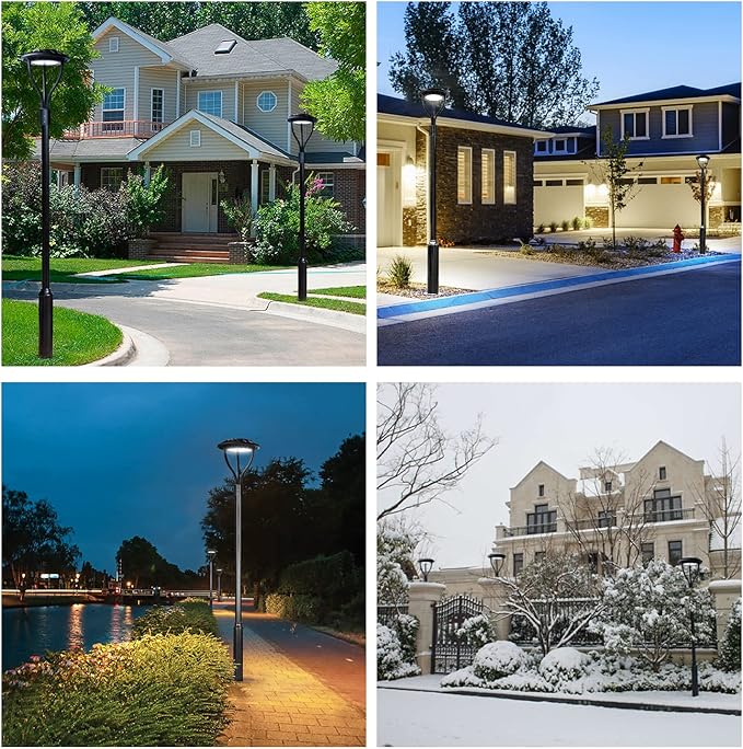 Led Post Top Light 60W Circular DLC/ETL Listed LED Street Area Post Top Outdoor IP65 Waterproof Pathway Pole Yard Light Fixture (60W)