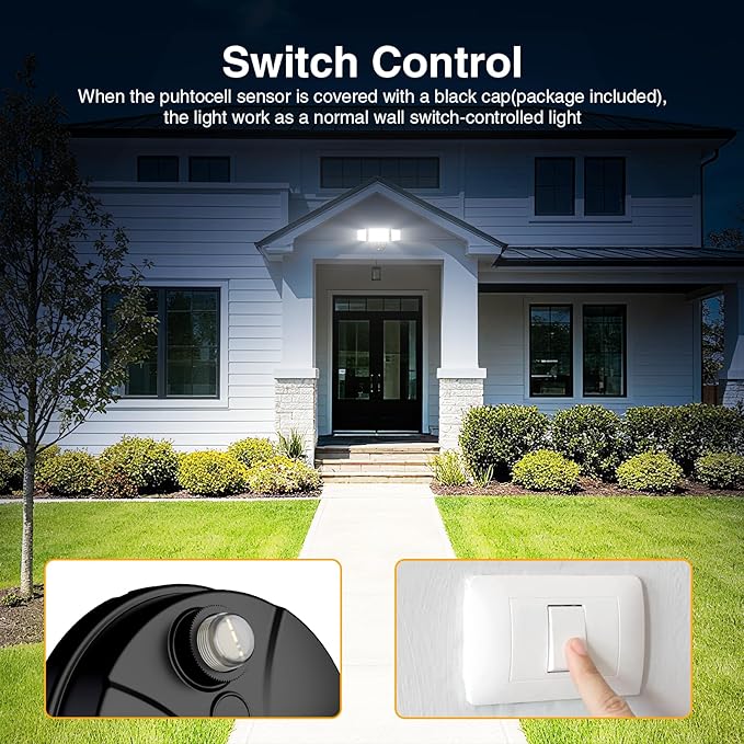 Onforu 70W Dusk to Dawn Outdoor Lighting7000LM Black Flood Lights OutdoorIP65 Waterproof Exterior Security LED Light3 Adjustable Heads Photocell Light Fixture6500K Floodlight for GaragePatioYard
