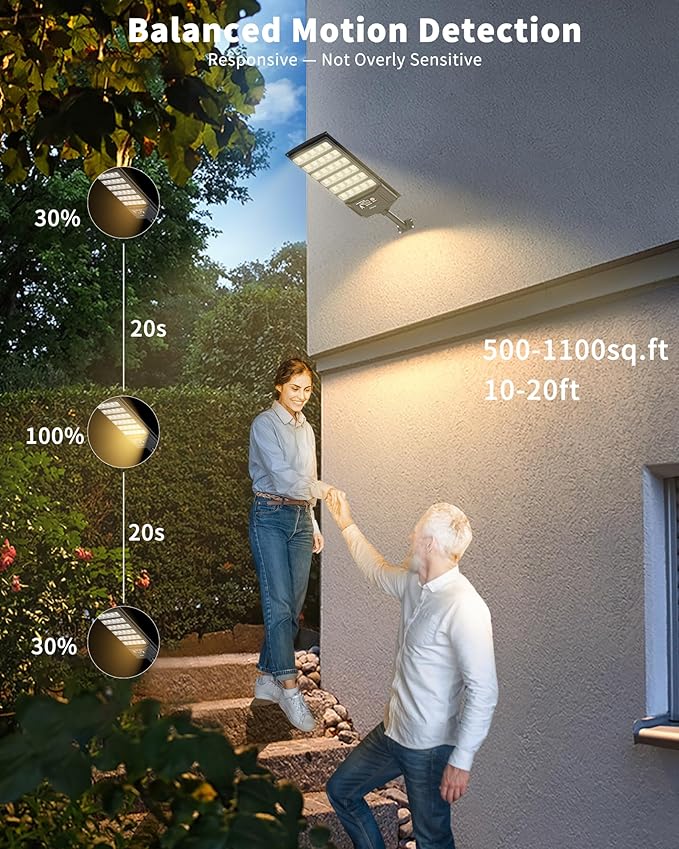 Ofuray Solar Lights Outdoor Waterproof 3000K/4000K/6500K Dusk to Dawn Solar Security Light with Motion Sensor &amp Remote Control IP66 Waterproof High Power LED Lighting for WallYardOutside Tri-2