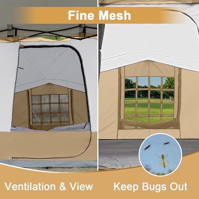 KAMPKEEPER Canopy Side Tent Camping Canopy Tent for 10x10 Pop Up Canopies Cube Tents Gazebo Room Compatible with 10' Wide Canopies(Canopy Not Included)
