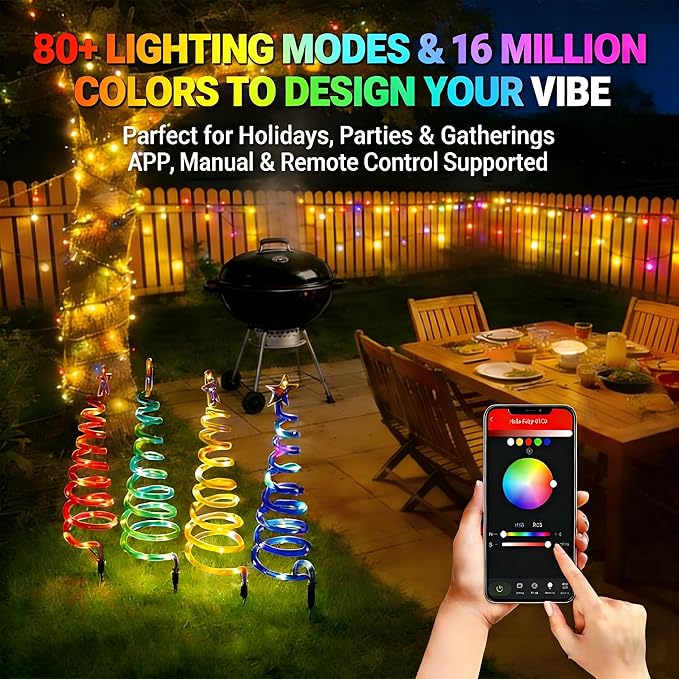 4 Pack Christmas Pathway Lights Outdoor Spiral Christmas Tree Path Lights Waterproof Yard Decorations Spiral Lighted Christmas Tree Lights for Pathway Patio Backyard Garden Party Holiday Decor