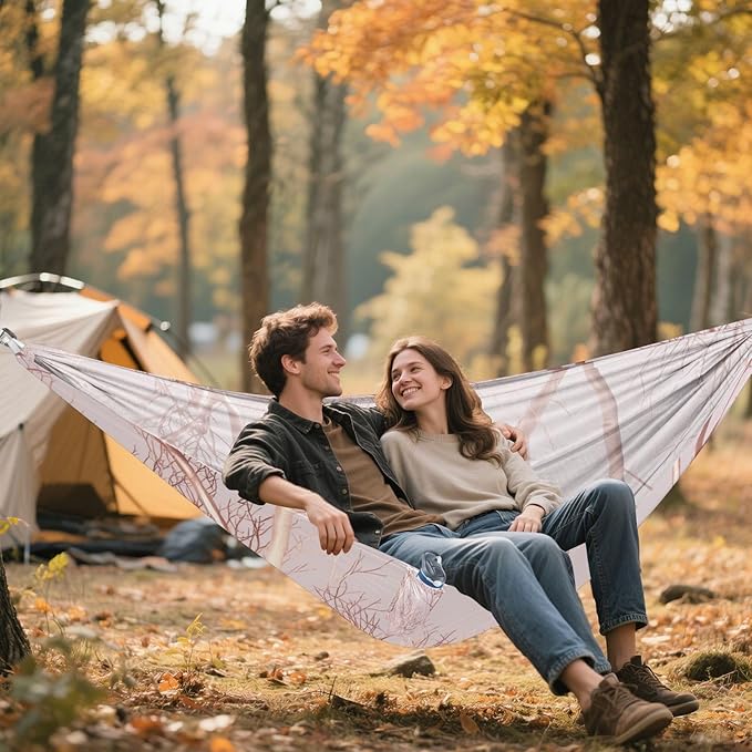 OTVEE Camping Hammock Blush Tree Art Portable Hammocks 500lb Upgraded Thickened Durable Single Hammocks with Tree Straps &amp Travel Bag for Camping Outdoor Indoor Patio Backyard