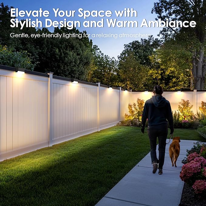 SOLPEX Solar Fence Lights Outdoor Solar Step Lights Waterproof LED Deck Lights for Stair Balcony Railing Front Porch Yard Garden and Patio Decor (16 Pack Warm White)