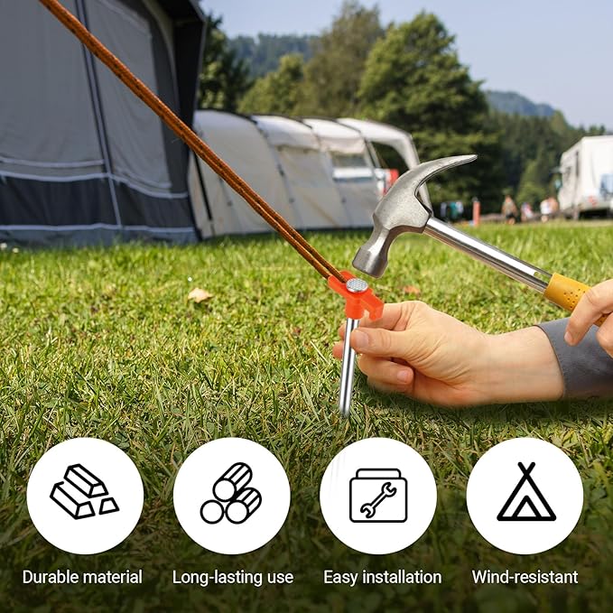 40 Pcs Tent Stakes9.8 Inch Ground StakesHeavy Duty Metal StakeNon-Rust Camping Metal Tent Spikes for Outdoor TripsGardenGrasslandHiking