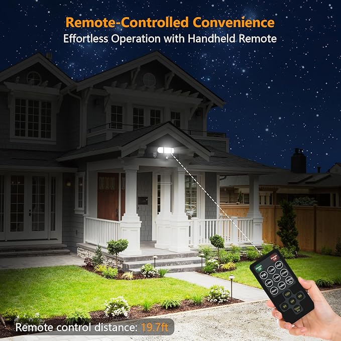Onforu 130W LED Motion Sensor Outdoor Lights Plug in Dusk to Dawn Outdoor Lighting 13000LM Motion Detector Outside Flood Light with Remote 6500K IP65 Waterproof Security Light(Black)
