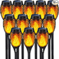 Solar Torch Lights Outdoor IP65 Waterproof with Realistic Flickering Flame - Auto On/Off Garden Lights for Patio Yard Pathway Enchanting Party Decor (12Pack)