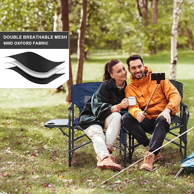 Camping Chairs Folding Chairs for Outside Directors Chairs Foldable Adults Heavy DutySupport to 450LBS